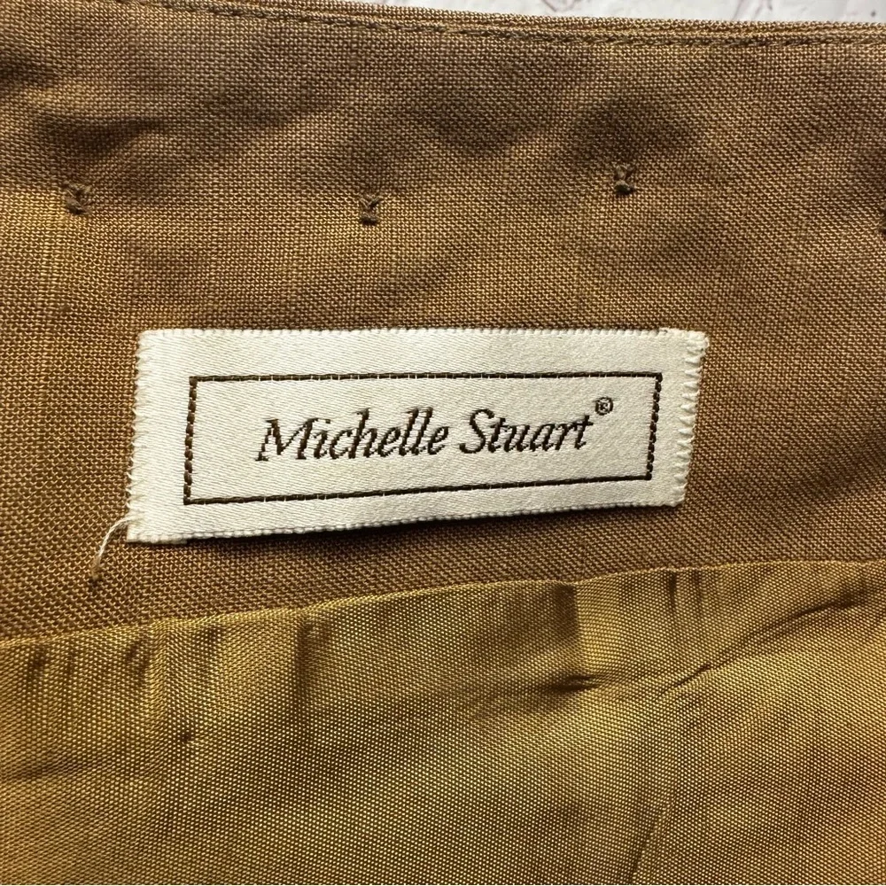 Michelle Stuart vintage y2k ladies structured pleated tan jacket gold size 14